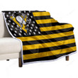 Pittsburgh Penguins Sherpa Blanket - American Hockey Club American Flag Yellow-Black Flag Soft Blanket, Warm Blanket