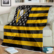 Pittsburgh Penguins Sherpa Blanket - American Hockey Club American Flag Yellow-Black Flag Soft Blanket, Warm Blanket