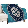Seattle Mariners  Sherpa Blanket - American Baseball Club Geometric  Soft Blanket, Warm Blanket