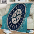Seattle Mariners  Sherpa Blanket - American Baseball Club Geometric  Soft Blanket, Warm Blanket