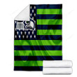Seattle Seahawks Cozy Blanket - American Football Team American Flag Blue Green Flag Soft Blanket, Warm Blanket