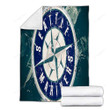 Seattle Mariners Grunge  Cozy Blanket - American Baseball Club Mlb Soft Blanket, Warm Blanket