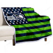 Seattle Seahawks Sherpa Blanket - American Football Team American Flag Blue Green Flag Soft Blanket, Warm Blanket