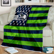 Seattle Seahawks Sherpa Blanket - American Football Team American Flag Blue Green Flag Soft Blanket, Warm Blanket