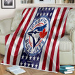 Toronto Blue Jays Sherpa Blanket - Silk American Flag Soft Blanket, Warm Blanket