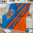 New York Knicks Sherpa Blanket - Blue Orange Abstraction Nba  Soft Blanket, Warm Blanket