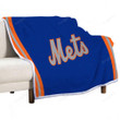 New York Mets Orange Outline Sherpa Blanket - Mets  Soft Blanket, Warm Blanket