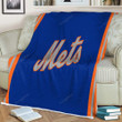 New York Mets Orange Outline Sherpa Blanket - Mets  Soft Blanket, Warm Blanket