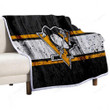 Pittsburgh Penguins Sherpa Blanket - Grunge Nhl Hockey Soft Blanket, Warm Blanket