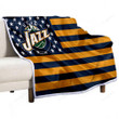Utah Jazz Sherpa Blanket - American Basketball Club American Flag Blue Yellow Flag Soft Blanket, Warm Blanket