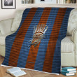 Oklahoma City Thunder Sherpa Blanket - American Basketball Club Metal Blue Orange Metal Mesh  Soft Blanket, Warm Blanket