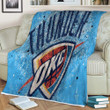 Oklahoma City Thunder Geometric Sherpa Blanket - American Basketball Club Nba Soft Blanket, Warm Blanket