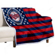 Minnesota Twins Sherpa Blanket - American Baseball Club American Flag Blue Red Flag Soft Blanket, Warm Blanket