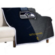 Seattle Seahawks American Football Sherpa Blanket - Leather Seattle Washington Soft Blanket, Warm Blanket