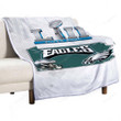 Superbowl Champions Sherpa Blanket - 52 Eagles Kelly Soft Blanket, Warm Blanket