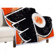 Philadelphia Flyers Grunge  Sherpa Blanket - American Hockey Club Orange  Soft Blanket, Warm Blanket