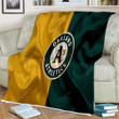 Oakland Athletics Sherpa Blanket - Silk American Baseball Club Green Yellow Flag Soft Blanket, Warm Blanket