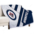 Winnipeg Jets Sherpa Blanket - Nhl Blue White Abstraction Lines Soft Blanket, Warm Blanket