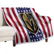 Vegas Golden Knights Sherpa Blanket - Silk American Flag Soft Blanket, Warm Blanket