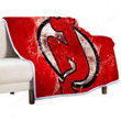 New Jersey Devils Grunge  Sherpa Blanket - American Hockey Club Red  Soft Blanket, Warm Blanket
