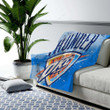 Oklahoma City Thunder Grunge American Basketball Club Cozy Blanket - Blue Grunge Paint Splashes  Soft Blanket, Warm Blanket