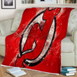 New Jersey Devils Grunge  Sherpa Blanket - American Hockey Club Red  Soft Blanket, Warm Blanket