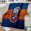 New York Islanders Sherpa Blanket - Grunge Nhl Hockey Soft Blanket, Warm Blanket