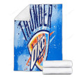 Oklahoma City Thunder Grunge American Basketball Club Cozy Blanket - Blue Grunge Paint Splashes  Soft Blanket, Warm Blanket