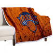 New York Knicks Sherpa Blanket - Grunge Nba Basketball Club Soft Blanket, Warm Blanket