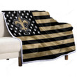 New Orleans Saints Sherpa Blanket - American Football Team American Flag Blue Gold Flag Soft Blanket, Warm Blanket