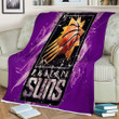 Phoenix Suns Grunge  Sherpa Blanket - American Basketball Club Purple Grunge Paint Splashes Soft Blanket, Warm Blanket