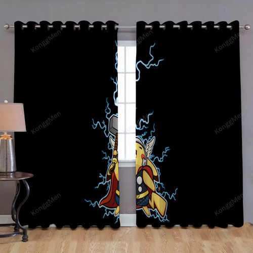 Pikachu Thor Is Handsome Window Curtains - Blackout Curtains, Living Room Curtains For Window