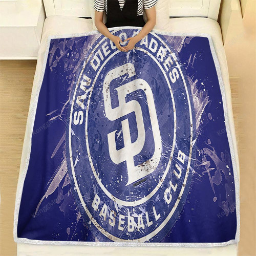 San Diego Padres Grunge  Fleece Blanket - American Baseball Club Mlb Blue  Soft Blanket, Warm Blanket