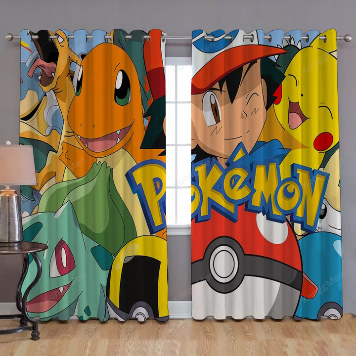 Pokemon Coloringpokemon Coloring Window Curtains - Blackout Curtains, Living Room Curtains For Window