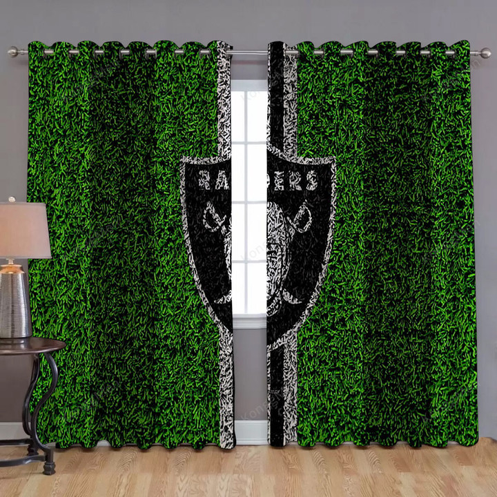 Oakland Raiders Window Curtains - Grass Texture Blackout Curtains, Living Room Curtains For Window