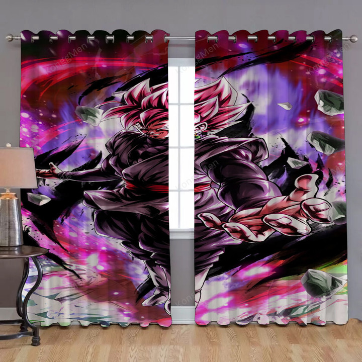 Goku Black Rose Window Curtains - Dragon Ball Legends Blackout Curtains, Living Room Curtains For Window
