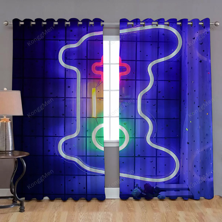 Neon Gaming Window Curtains - Blackout Curtains, Living Room Curtains For Window