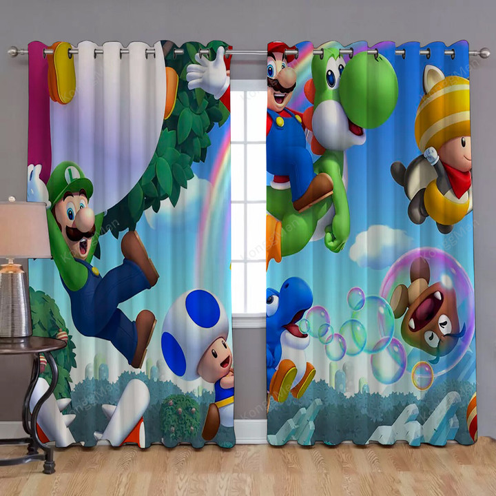 Blue Toad Is Playable In New Super Mario Bros Window Curtains - Blackout Curtains, Living Room Curtains For Window