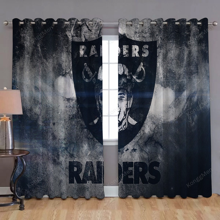 Oakland Raiders - 2022 Nfl Football 7 Window Curtains - Blackout Curtains, Living Room Curtains For Window