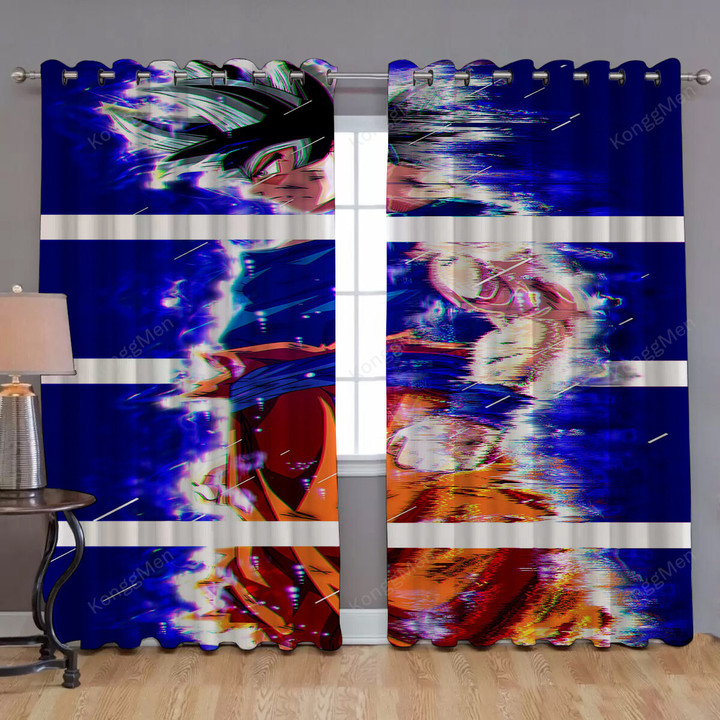 Dragon Ball Super Window Curtains - Son Goku Ultra-Instinct Goku Blackout Curtains, Living Room Curtains For Window