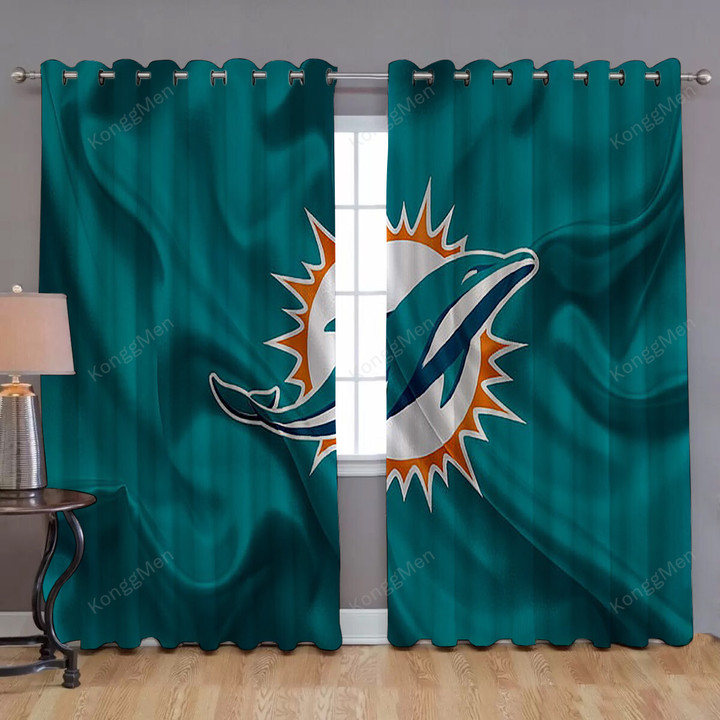 Miami Dolphins Window Curtains - American Football Blackout Curtains, Living Room Curtains For Window