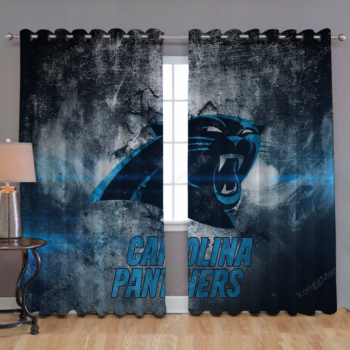 Carolina Panthers 3 Window Curtains - Blackout Curtains, Living Room Curtains For Window
