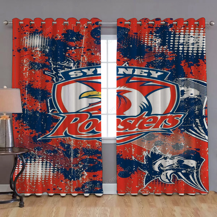 Sydney Roosters Window Curtains - Blackout Curtains, Living Room Curtains For Window