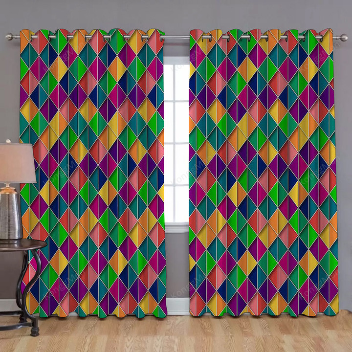 Triangles Window Curtains - Mosaic Blackout Curtains, Living Room Curtains For Window