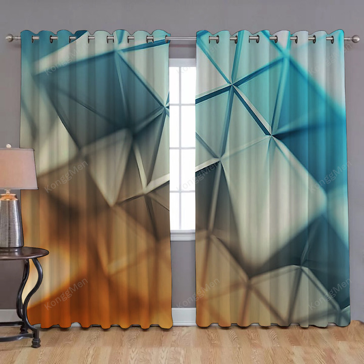 Geometric Shapes Window Curtains - 3D Blackout Curtains, Living Room Curtains For Window