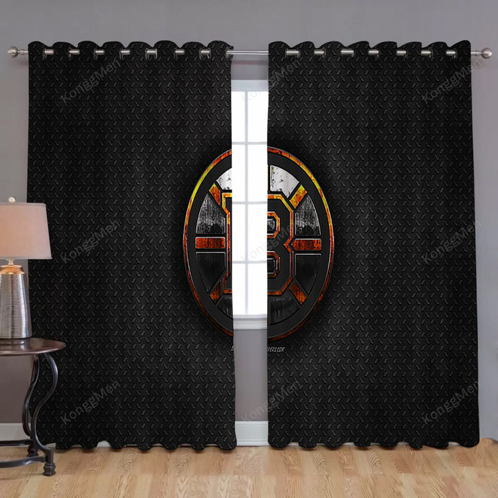 Boston Bruins Window Curtains - American Hockey Club Blackout Curtains, Living Room Curtains For Window