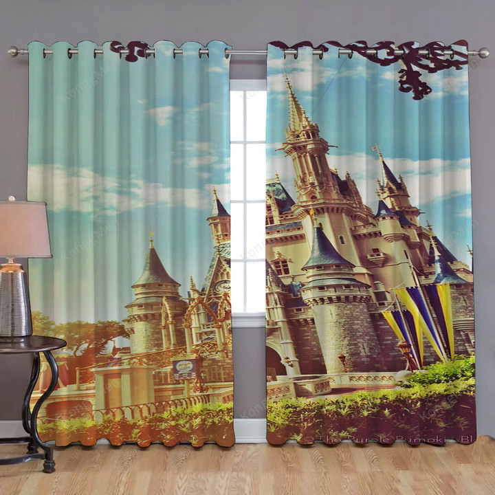Disney Window Curtains - Castle Disneyland Princesses Blackout Curtains, Living Room Curtains For Window