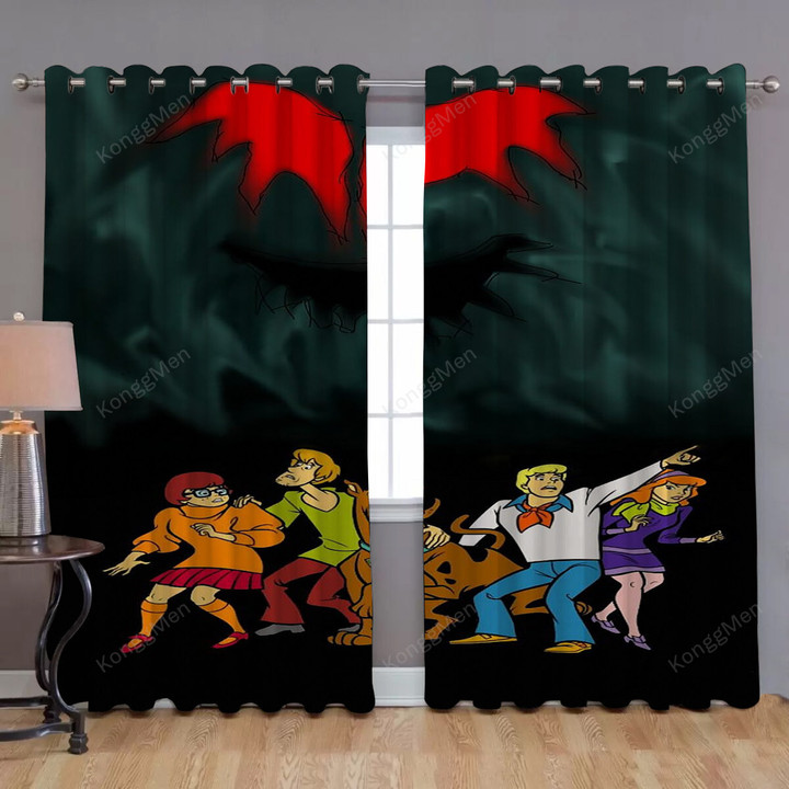 Scooby Doo Window Curtains - Drawing Scary Blackout Curtains, Living Room Curtains For Window