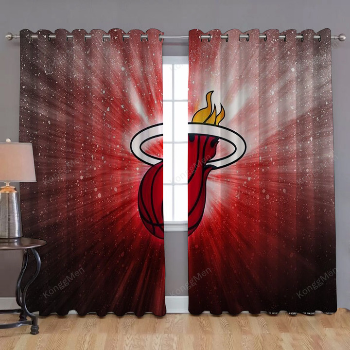 Miami Heat Logo Window Curtains - Blackout Curtains, Living Room Curtains For Window