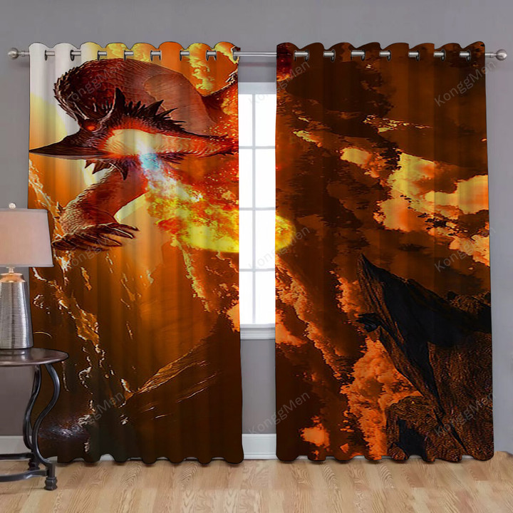 Firey Dragon Window Curtains - Blackout Curtains, Living Room Curtains For Window